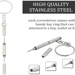 3 In 1 Screwdriver. Compact Pocket Mini DIY Screwdriver with Keychain for Repairing Eyeglasses, Sunglasses, Watches, Jewelry, Electronics, Toys etc.,