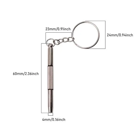 3 In 1 Screwdriver. Compact Pocket Mini DIY Screwdriver with Keychain for Repairing Eyeglasses, Sunglasses, Watches, Jewelry, Electronics, Toys etc.,
