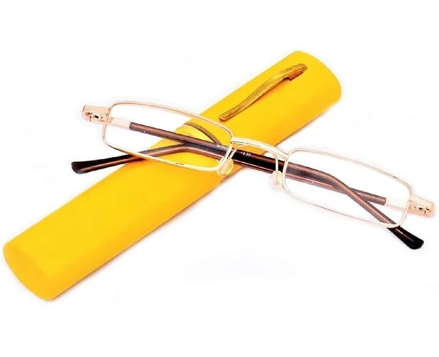 +2.00 Power Pen type Reading Glasses for Men and Women in Golden Yellow Colour - +2.00