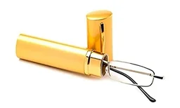 Pen type Reading Glasses for Men and Women in Golden Yellow Colour - +1.75