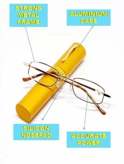 Pen type Reading Glasses for Men and Women in Golden Yellow Colour - +1.25