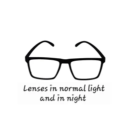 One Glass 3 Functions Rectangle Design Computer cum Day and Night wearing Glass for Men and Women