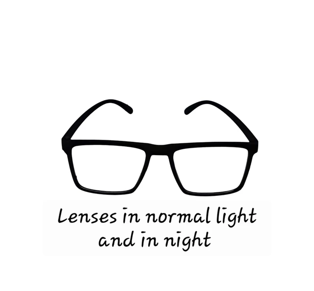 One Glass 3 Functions Rectangle Design Computer cum Day and Night wearing Glass for Men and Women