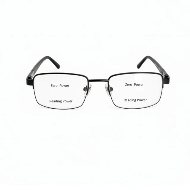+3.00 Power Black / Brown Colour Half Metal Frame Bifocal Reading Glass for Men and Women - +3.00
