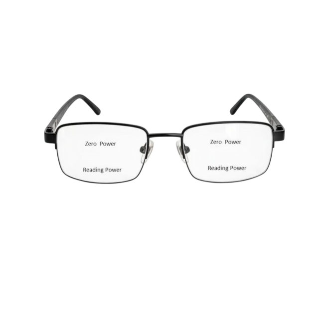 +1.75 Power Black / Brown Colour Half Metal Frame Bifocal Reading Glass for Men and Women - +1.75
