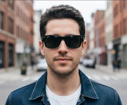 Black Frame and Dark Blue Sunglass