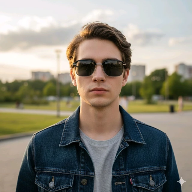 Day & Night use Colour Changing Square Design Silver Colour Metal Frame Computer cum Sunglass for Men