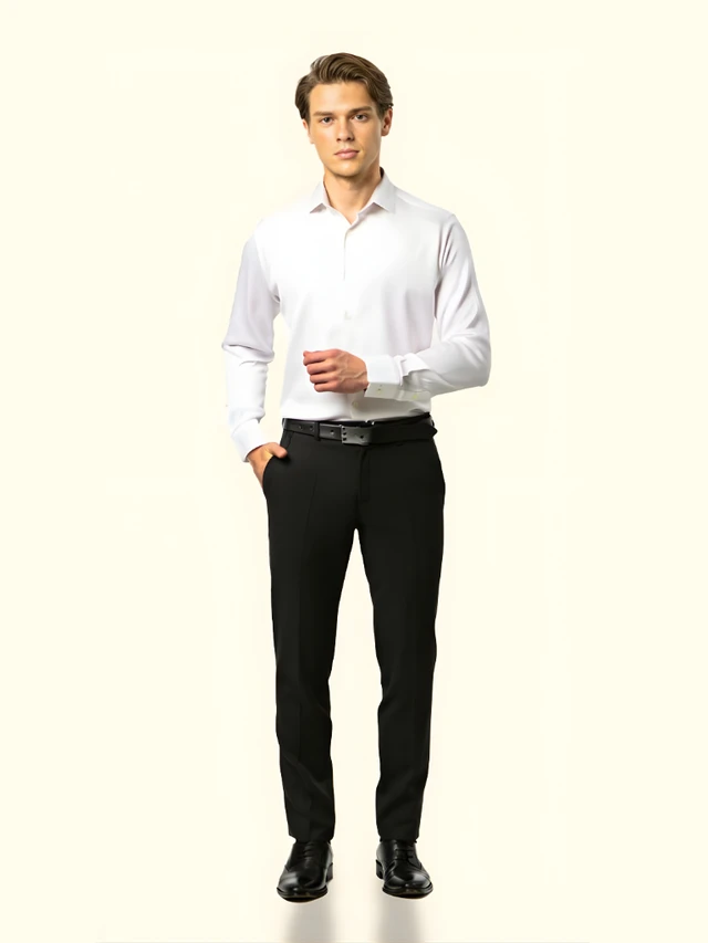 Lycra Cotton Stretchable | Plain Formal Trousers |  Polo Fit | Office Wear For Men'S | Charcoal Black