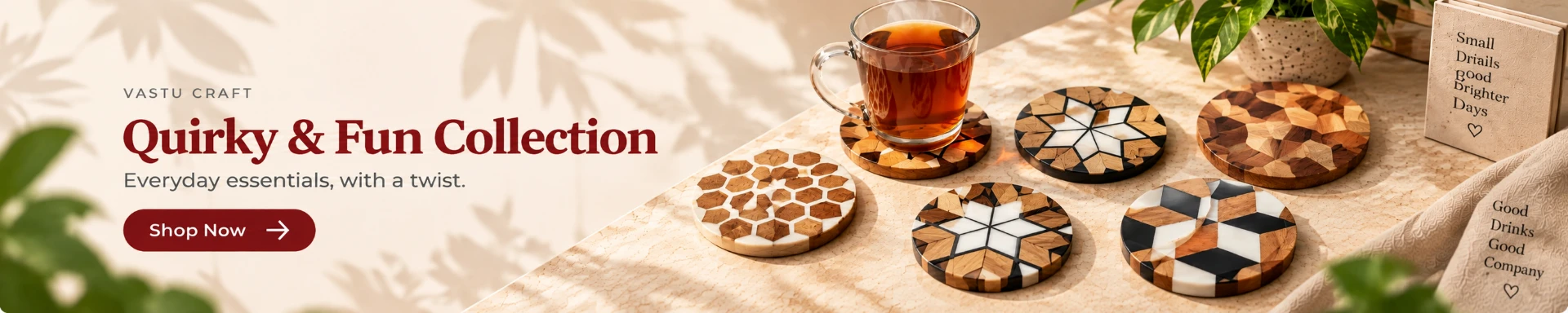 Vatsu Craft wood and resin coasters: quirky and fun everyday essentials