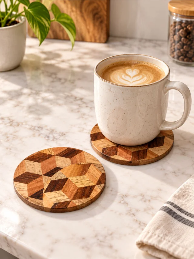 Round Wooden Coaster Set (Pack 0f 2)
