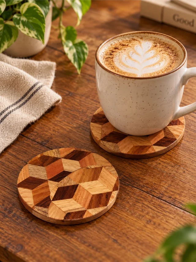 Round Wooden Coaster Set (Pack 0f 2)
