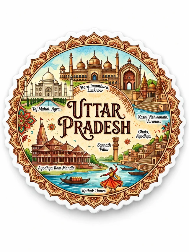 Uttar Pradesh Texture Finished Acrylic Fridge Magnet