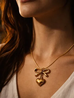 Cute Little Things Anit Tarnish Bow Heart Pendant Necklace