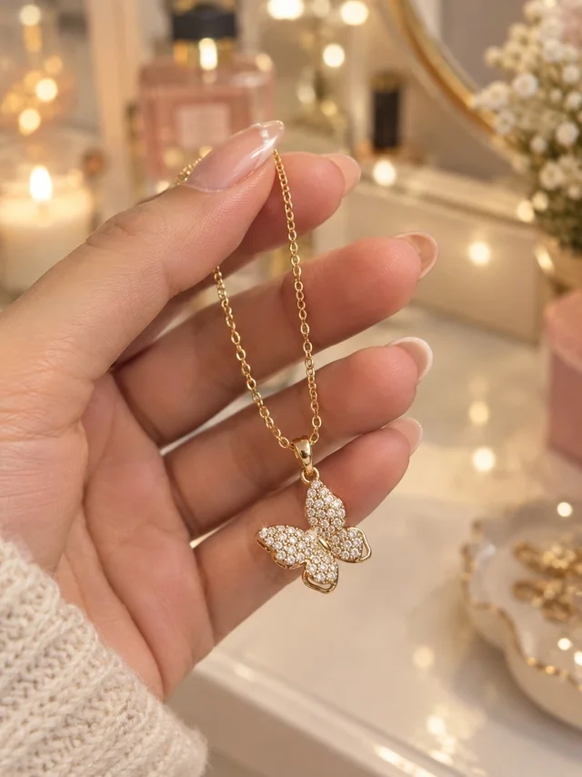 Cute Little Things Anti Tarnish Butterfly Pendant Necklace