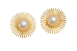 Daisy Pearl Stud Earrings - Korean Fashion Jewellery - 3.5 cm, Golden