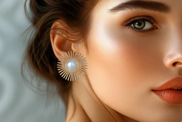 Daisy Pearl Stud Earrings - Korean Fashion Jewellery - 3.5 cm, Golden