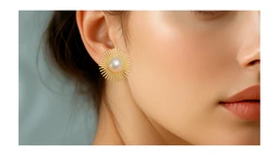 Daisy Pearl Stud Earrings - Korean Fashion Jewellery - 3.5 cm, Golden