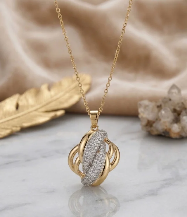 Diamond Braid Pendant Necklace