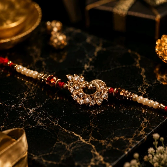 Premium Stone Work Mayuri Rakhi