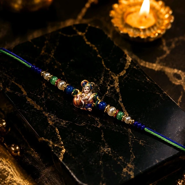 Premium Stone Nandagopal Rakhi