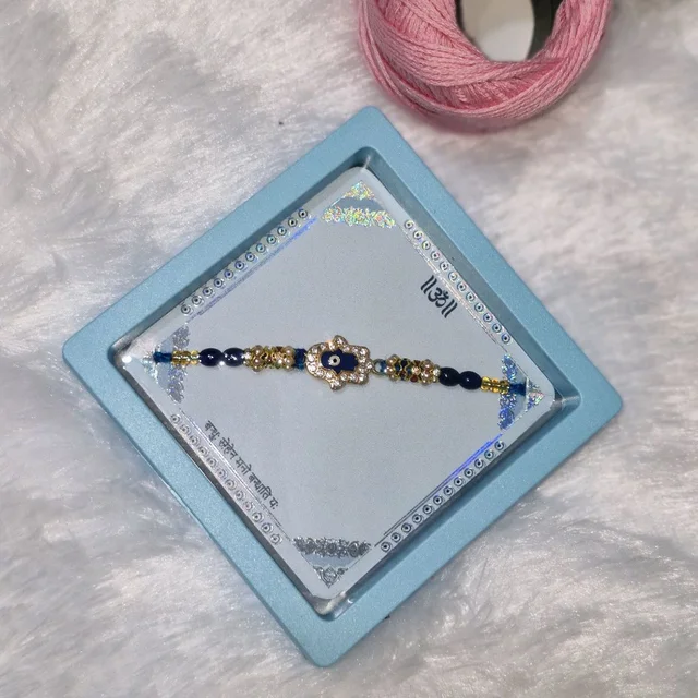 Premium Box With Premium Rakhi Blue Luxury 
