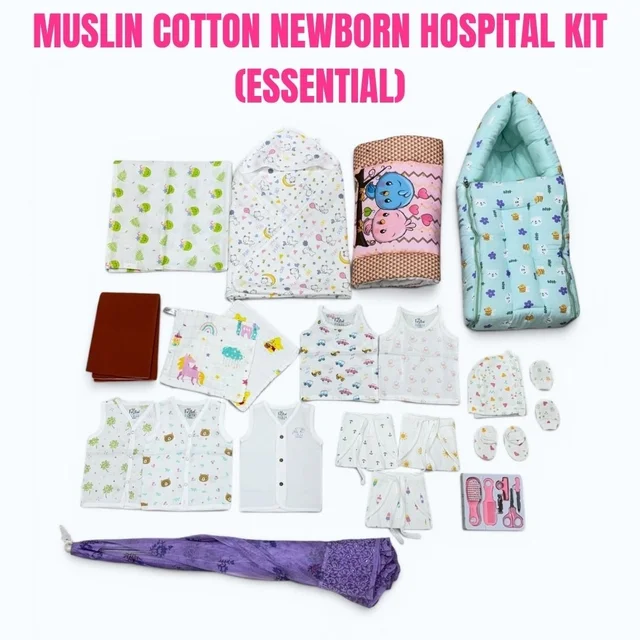 Muslin Cotton Newborn Essentials Hospital kit (24pcs)