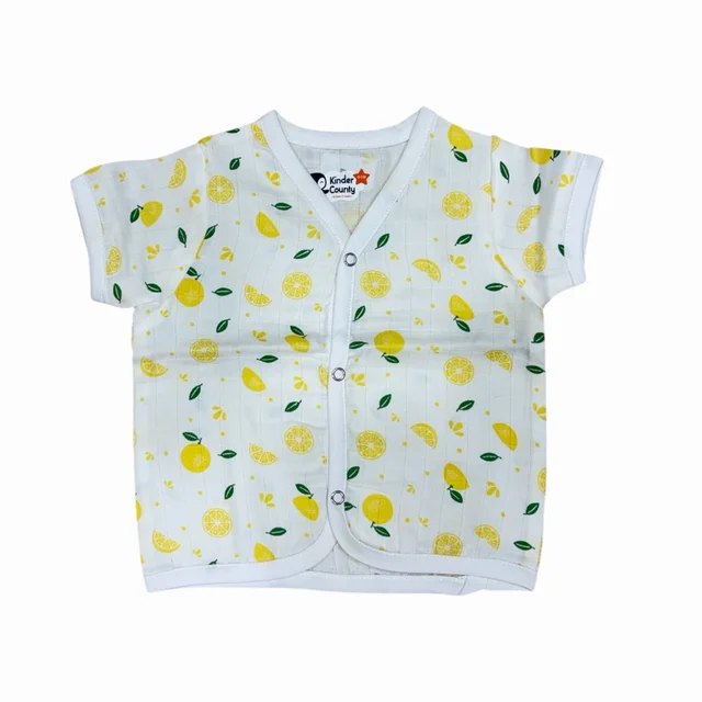 Muslin Button Jabla | Half Sleeve | 100% Cotton - 3-6m