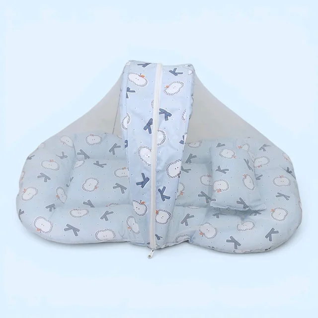 Bed with Mosquito Net (small) - Royal Blue