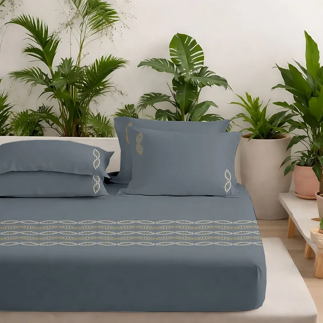 Heavy 300 Tc Bedsheet Premium Embroidery King Size Bedsheets