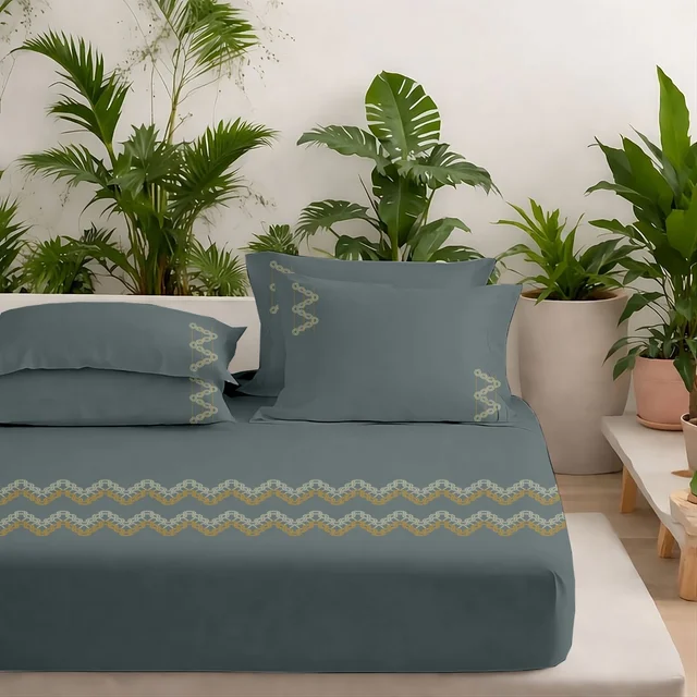 Heavy 300 Tc Premium Embroidery King Size Bedsheets Cotton Bedsheet 2.74 X 2.74 Meter