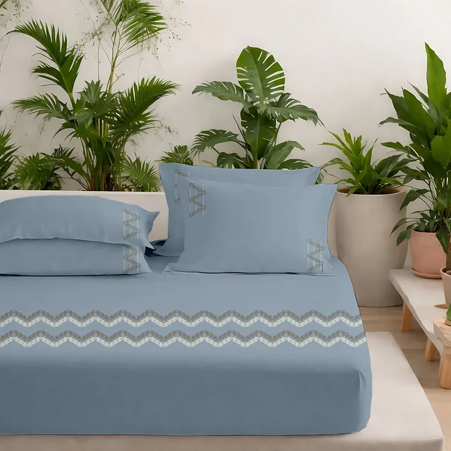 Premium Embroidery King Size Bedsheets 300 Tc Cotton Bedsheet 9 X 9 Feet Bedsheet 