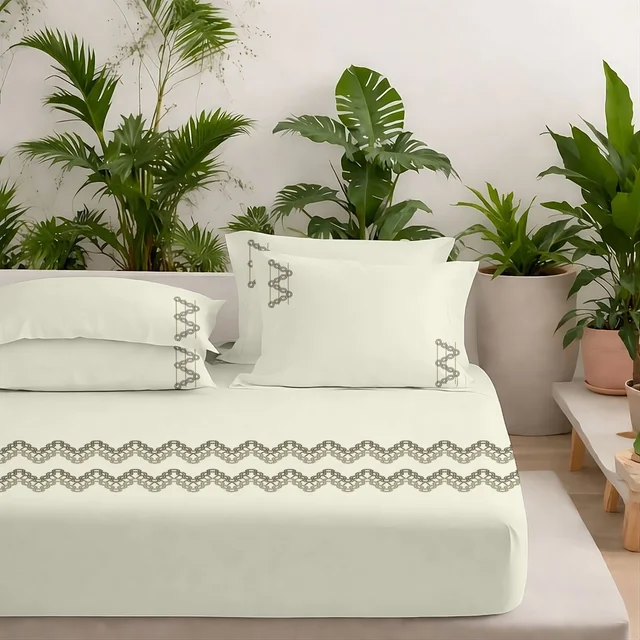Premium Embroidery King Size Bedsheets 300 Thread Count Cotton Bedsheet