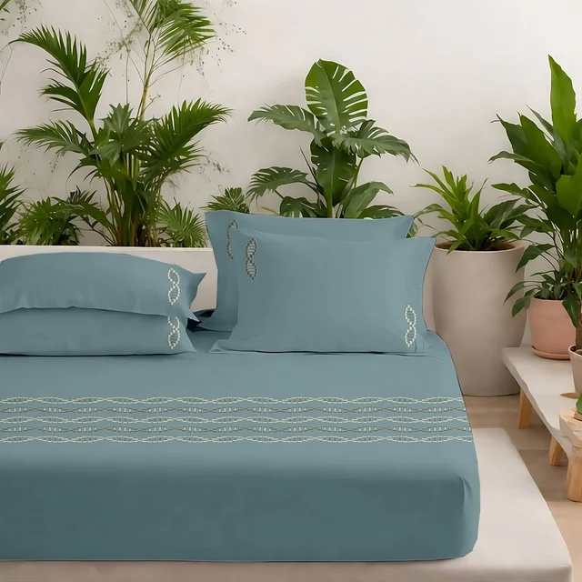 Premium Embroidery King Size Bedsheets 300 Tc Pure 100 % Cotton Bed Sheet 