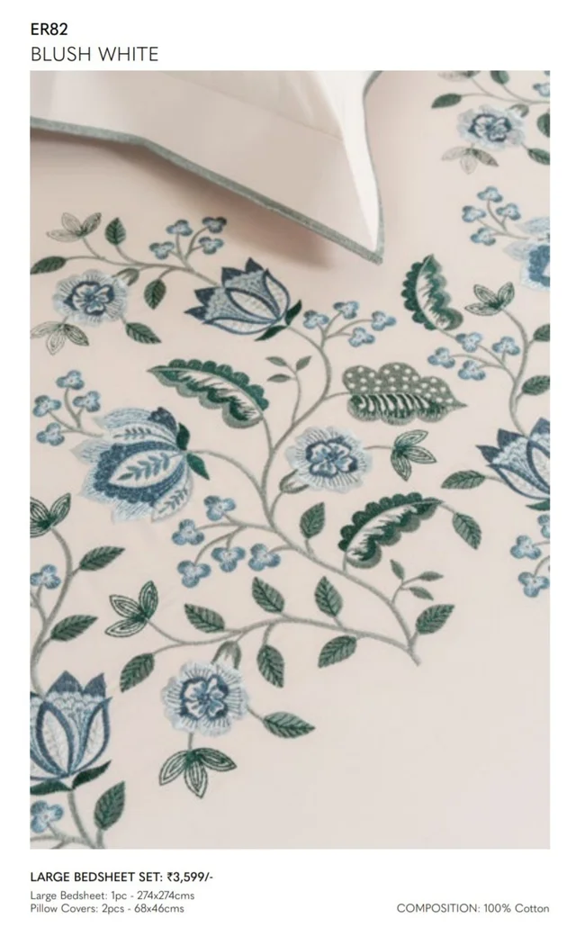 Premium Embroidery King Size Bedsheets 300 Tc Pure 100 % Cotton Bed Sheet 