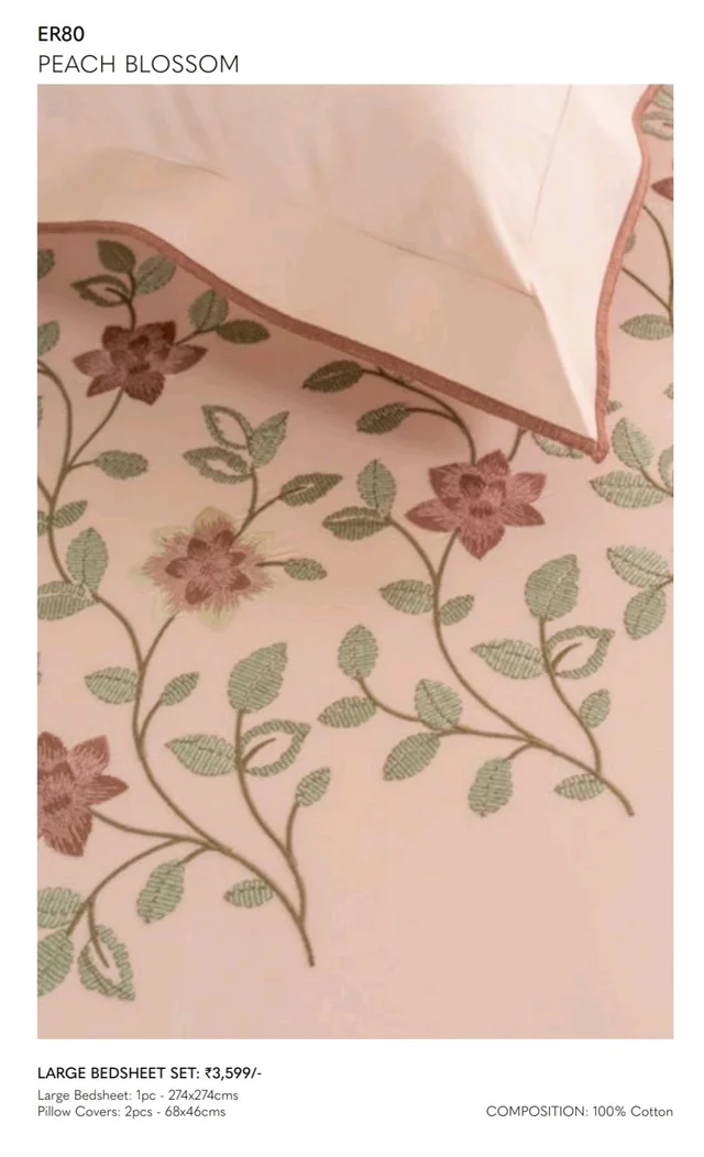 Heavy Tc Premium Embroidery King Size Bed sheet Pure Cotton