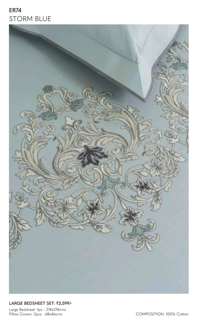 Premium Embroidery King Size Bedsheets 300 Heavy Tc Bedsheet Cotton Double 108 X 108 Inch