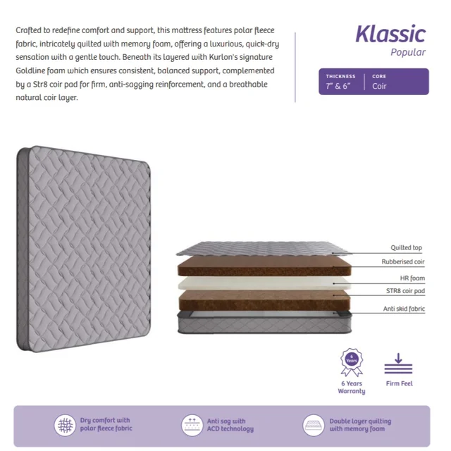 Kurlon Mattress Klassic Popular 6 Inch