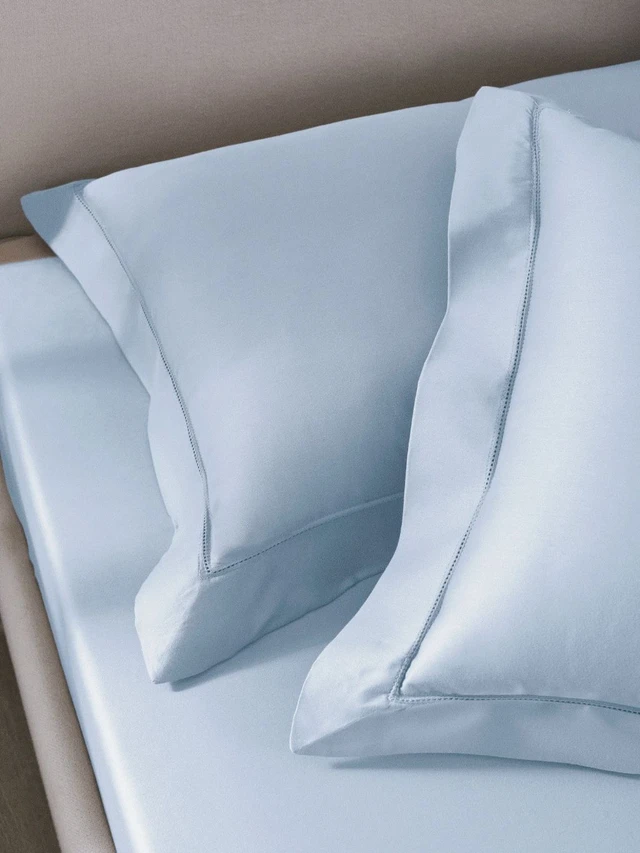 King size BedSheet Plain 400 Tc Cotton Double Bed sheet Heavy Tc 108" X 108" Pale Blue - 2.74 M X 2.74 M