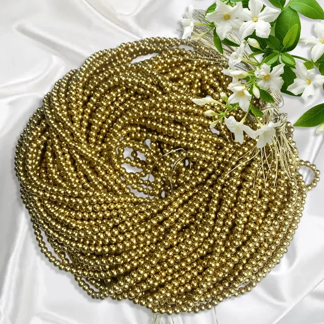 Bunch Beads – 5 Bunches (Each 12 Lines) – Dull Gold – A1 Quality