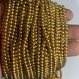 Bunch Beads – 5 Bunches (Each 12 Lines) – Dull Gold – A1 Quality - 4MM, 5 Bunch (60Lines)
