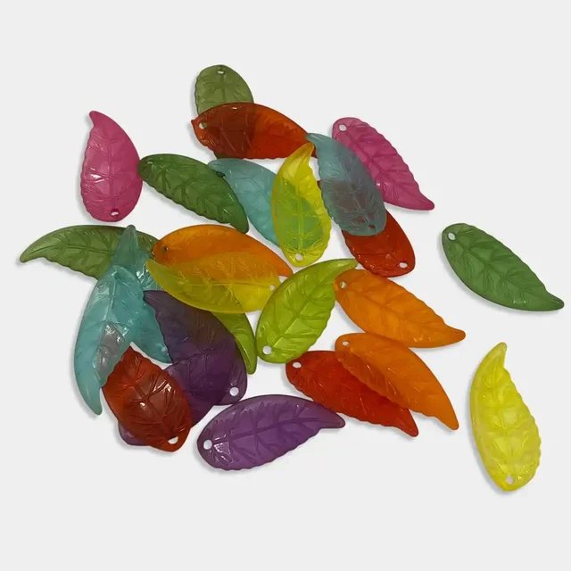 Acrylic Leaf (30x15mm) Beads with Mixed Color for Brooch Making Pack of 10 grams