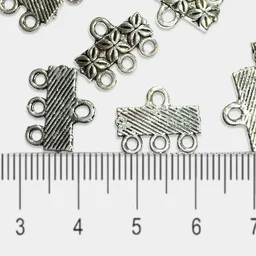 Charms Necklace Ends Connector (15mm 3 Hole, Silver) - 15 Pieces