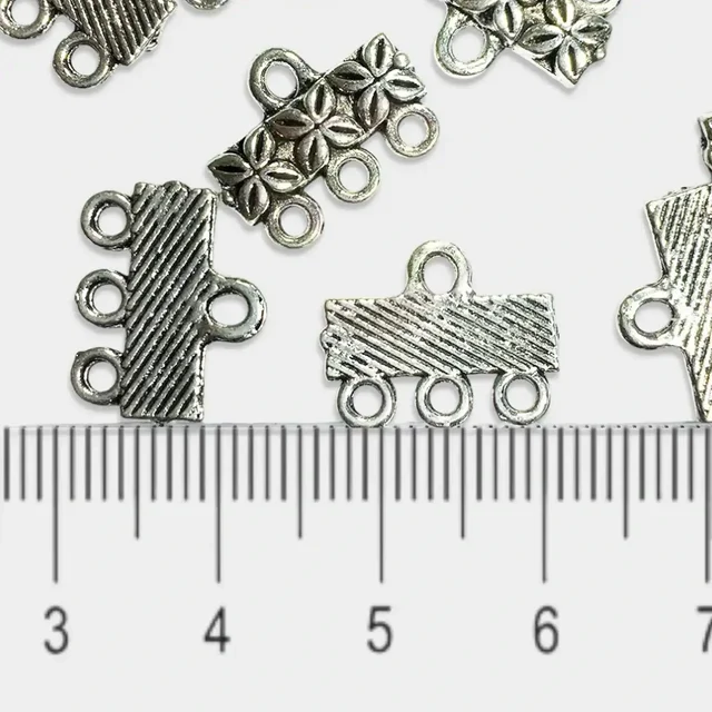 Charms Necklace Ends Connector (15mm 3 Hole, Silver) - 15 Pieces