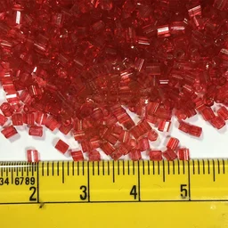 Cut Beads or Cutdana 2mm Red Color - Red, 50 grams, 2MM