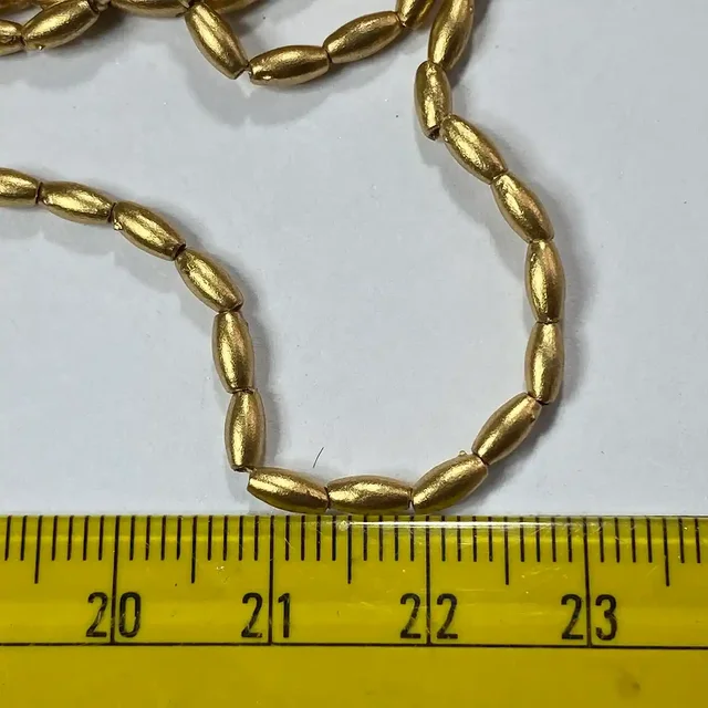 Eye Shape 3MM Bunch Beads – 5 Bunches (Each 12 Lines) – Dull Gold – A1 Quality - 3MM, 5 Bunch (60Lines)