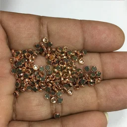Kundan Stone 3mm Color Copper Flat Back Framed Round Shape - Copper, 50gms, 3MM, Round
