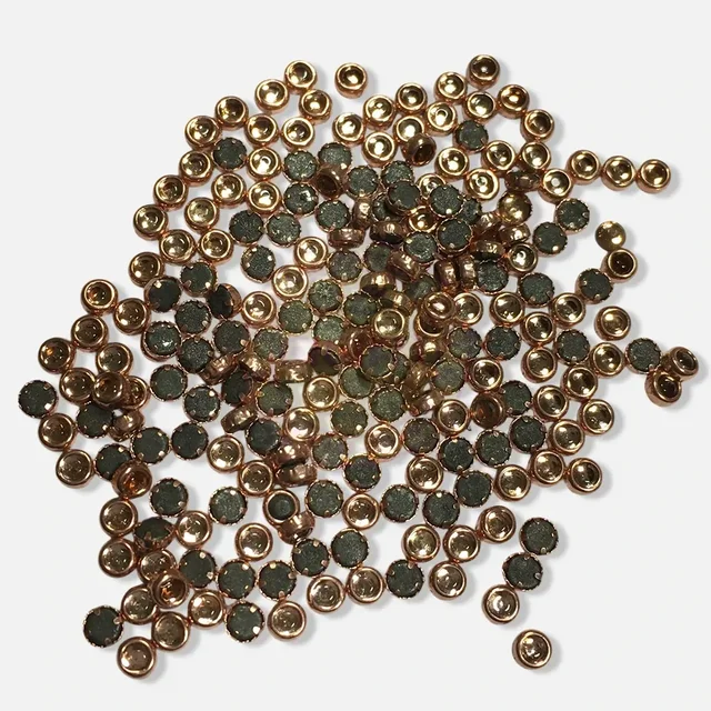 Kundan Stone 3mm Color Copper Flat Back Framed Round Shape - Copper, 50gms, 3MM, Round