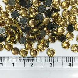 Kundan Stone 4mm Color Gold Flat Back Framed Round Shape - Gold, 50gms, 4MM, Round