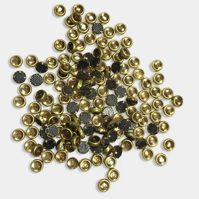 Kundan Stone 4mm Color Gold Flat Back Framed Round Shape - Gold, 50gms, 4MM, Round