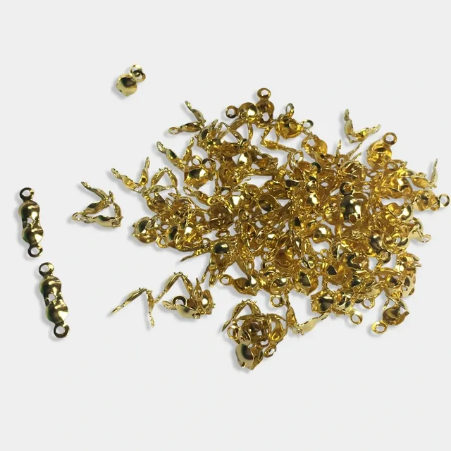 Gold Color Bead Clasps or Crimp Ends for Jewelry Making and Crafts 